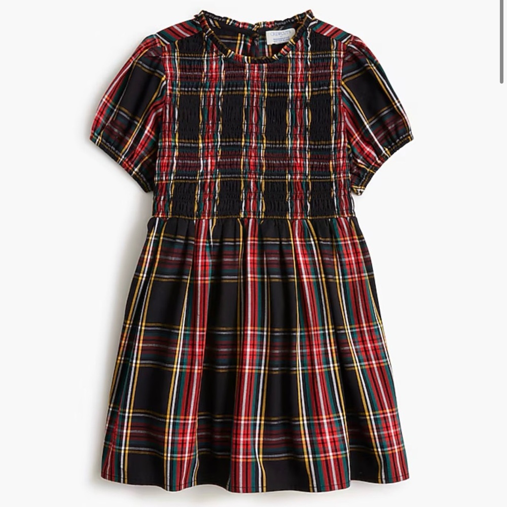 Crewcuts j crew Girls' tartan smocked dress size 10 Christmas Stewart tartan red